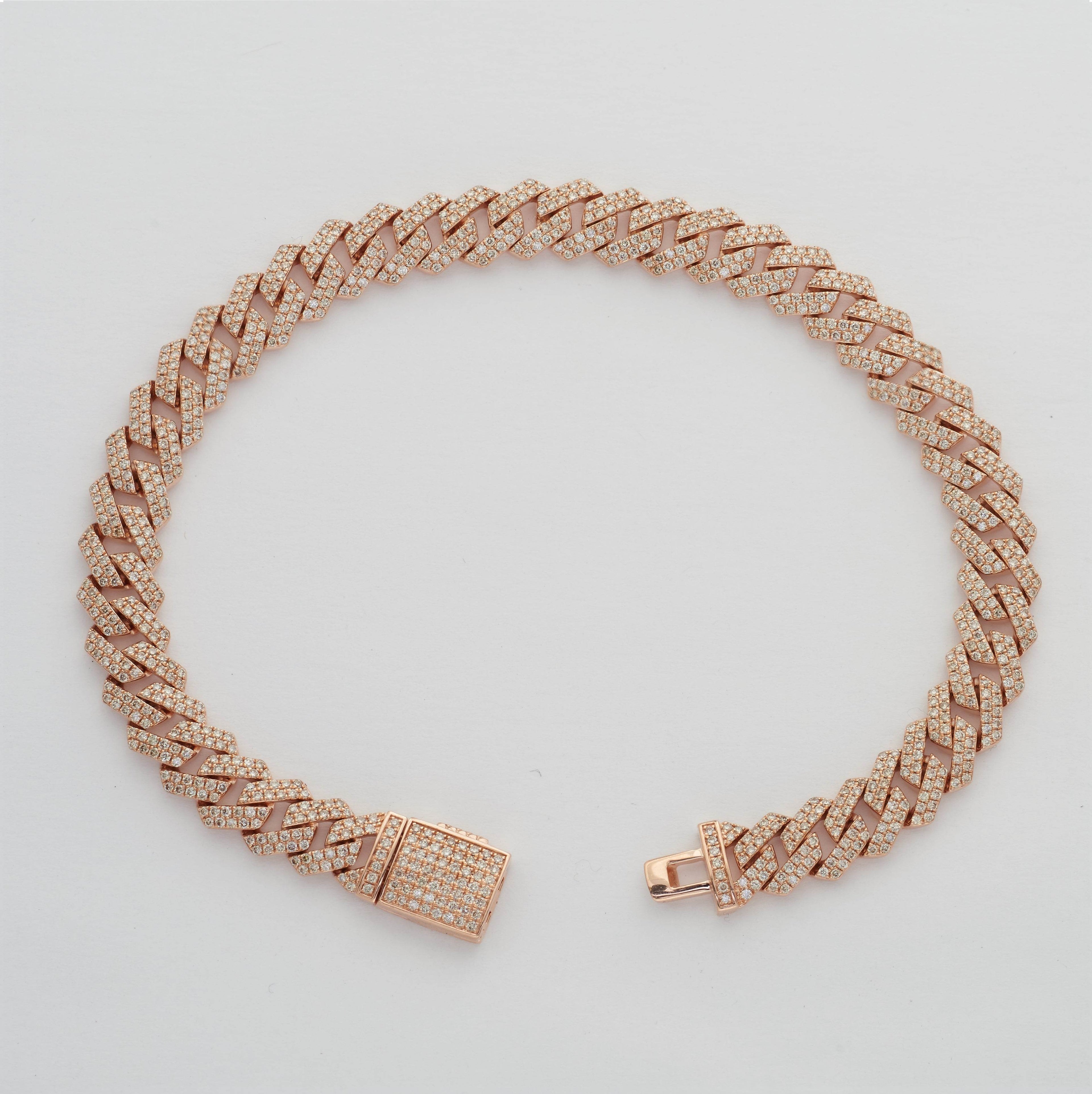 14KR 3.85CTW DIAMOND MIAMI CUBAN BRACELET - Norma's Jewelry