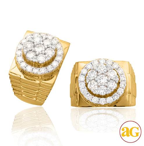 14KY 3.20CTW DIAMOND FLOWER HEAD MENS RING WITH - Norma's Jewelry
