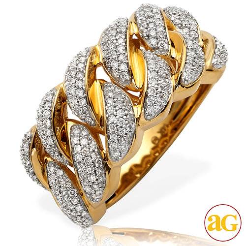 14KY 1.00CTW DIAMOND MIAMI CUBAN MENS RING - Norma's Jewelry