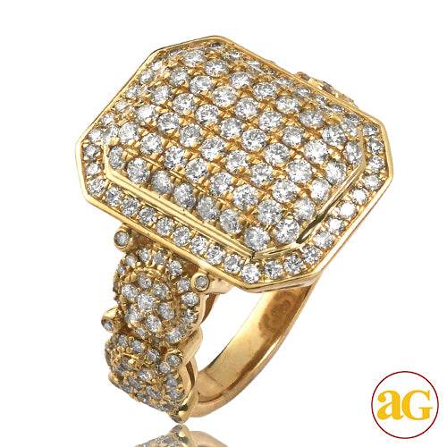 14KY 2.75CTW DIAMOND DOMED RECTAGNLE MENS RING - Norma's Jewelry