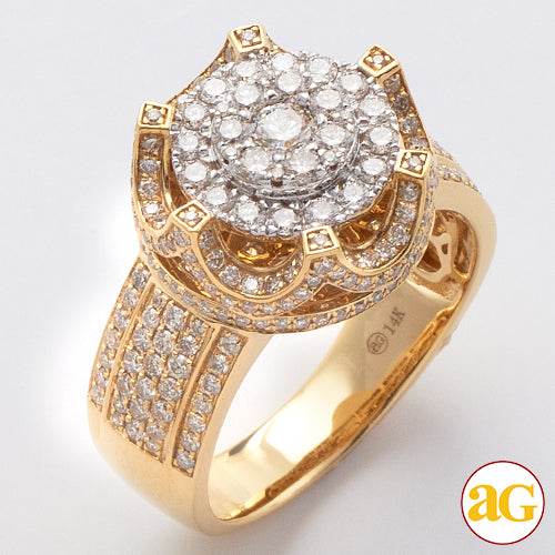 14KY 2.00CTW DIAMOND MENS CROWN CLUSTER RING - Norma's Jewelry