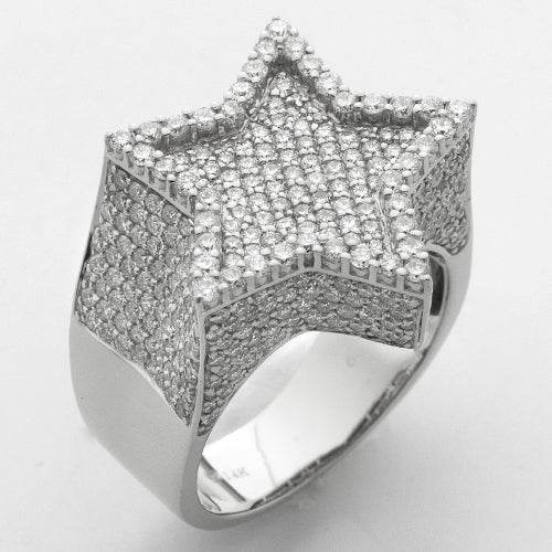 14KW 3.60CTW DIAMOND MENS STAR RING - SINGLE ROW - Norma's Jewelry