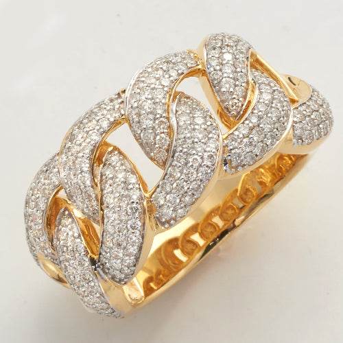 14KY 1.85CTW DIAMOND MIAMI CUBAN RING - Norma's Jewelry