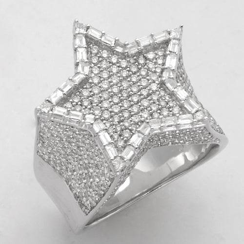 14KW 3.60CTW DIAMOND STAR RING W/RAISED BAGUETTE - Norma's Jewelry