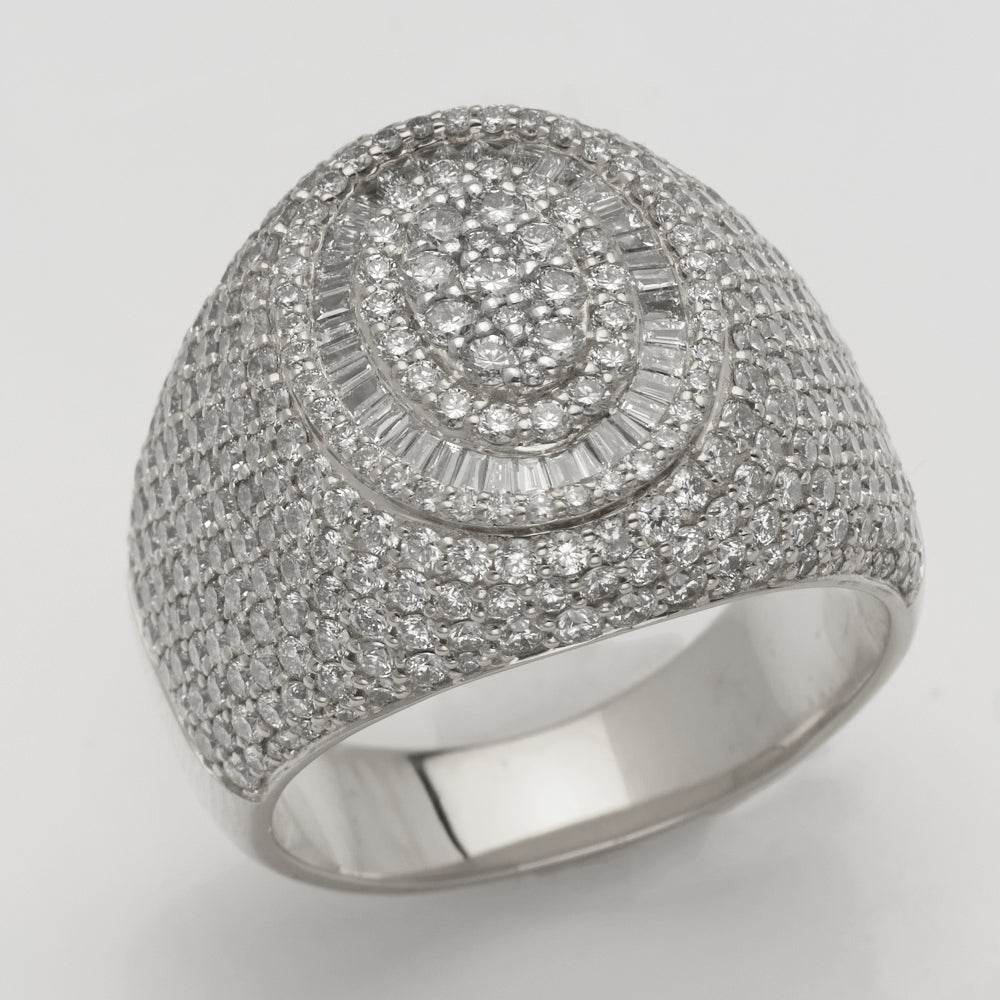 14KW 3.85CTW DIAMOND OVAL CLUSTER MENS RING - - Norma's Jewelry