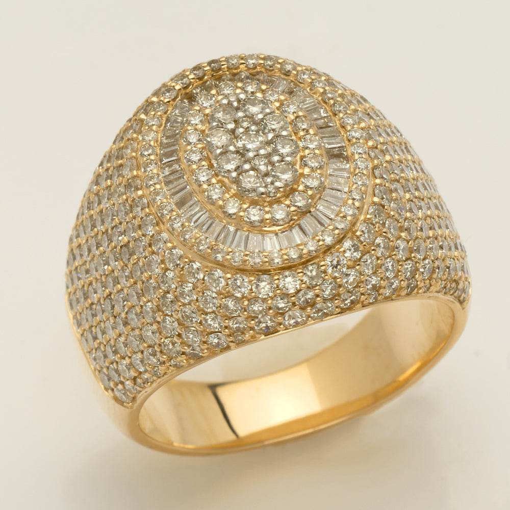 14KY 3.85CTW DIAMOND OVAL CLUSTER MENS RING - - Norma's Jewelry