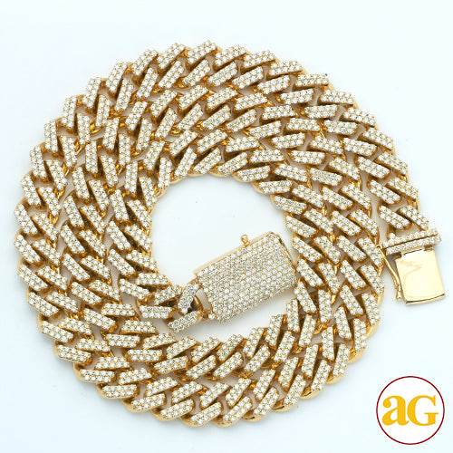 10KY 13.20 CTW DIAMOND MIAMI CUBAN NECKLACE - Norma's Jewelry