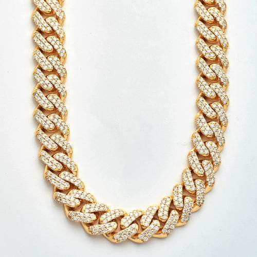 10KY 16.76CTW DIAMOND MIAMI CUBAN CHAIN - Norma's Jewelry