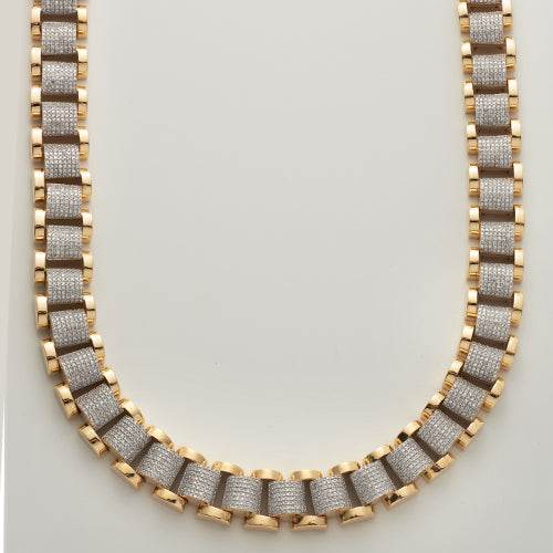 10KY 11.15CTW MICROPAVE DIAMOND ROLEX LINK CHAIN - Norma's Jewelry