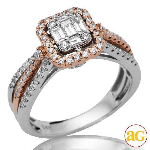 14KW+R 0.85CTW BAGUETTE DIAMOND BRIDAL RING - SING - Norma's Jewelry