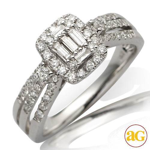 14KW 0.60CTW BAGUETTE DIAMOND RECTANGLE HEAD RING - Norma's Jewelry