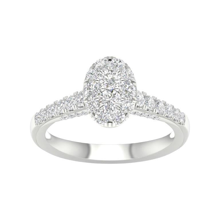 14 Karat White Gold 0.75 Carat Diamonds (0.05 CTR) Oval Bridal Ring-0527216-WG