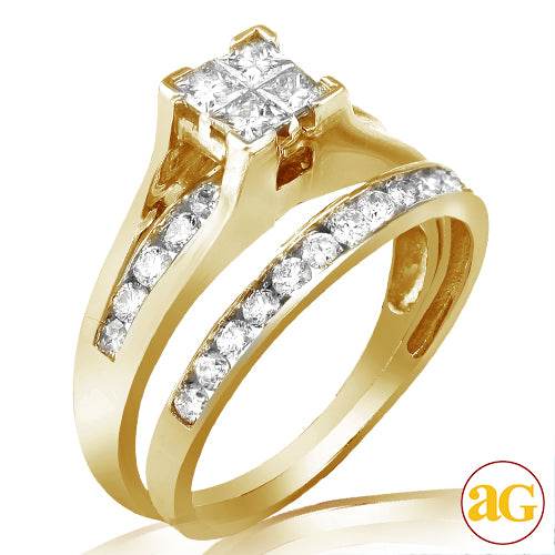 14KY 1.00CTW QUAD HEAD BRIDGE RING BRIDAL SET - Norma's Jewelry