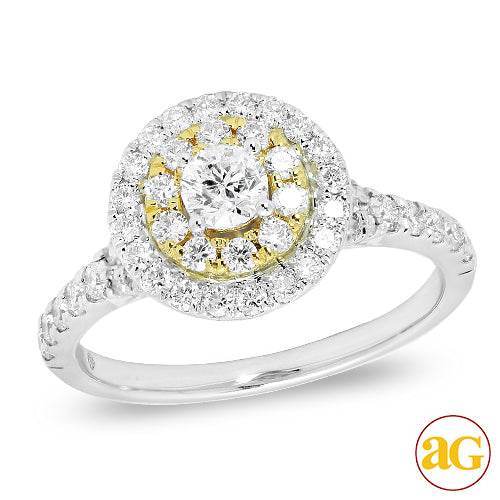 14KW+Y 1.00CTW DIAMOND TWO TONE RING WITH YELLOW B - Norma's Jewelry