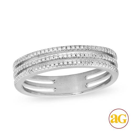 14KW 0.20CTW DIAMOND FANCY 3-ROW RING - Norma's Jewelry