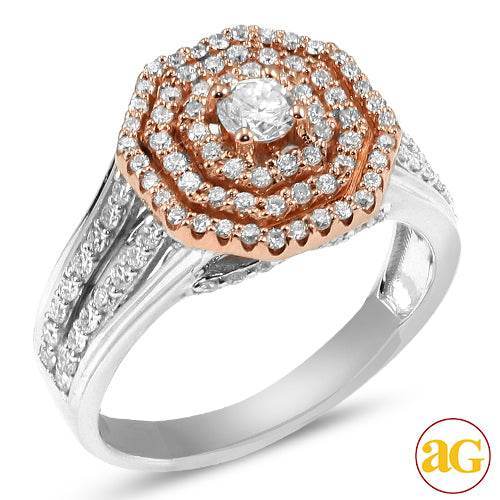 14KW+R 1.00CTW DIAMOND TWO TONE BRIDAL RING [0.21C - Norma's Jewelry