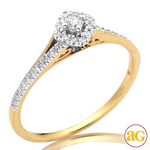 14KY 0.25CTW DIAMOND KITE SHAPE PROMISE RING - Norma's Jewelry