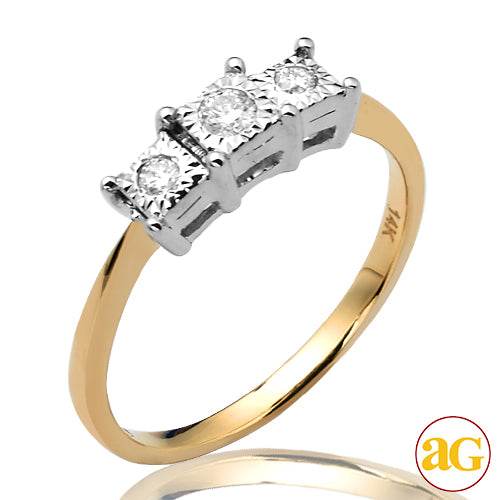 14KY 0.15CTW ILLUSION SET DIAMOND 3-STONE RING - Norma's Jewelry