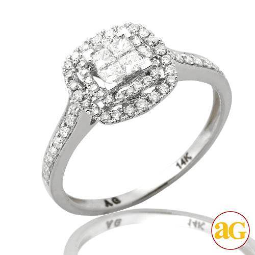 14KW 0.55CTW PC DIAMOND QUAD HEAD RING WITH DOUBLE - Norma's Jewelry