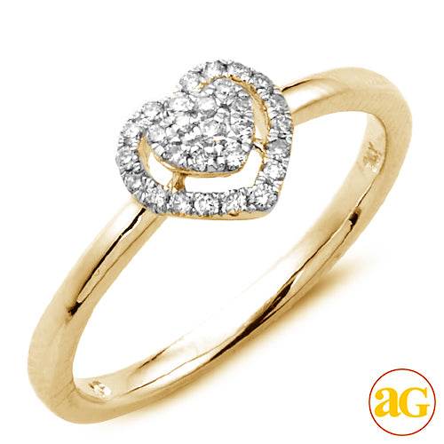 14KY 0.20CTW DIAMOND HEART RING WITH HEART HALO - Norma's Jewelry