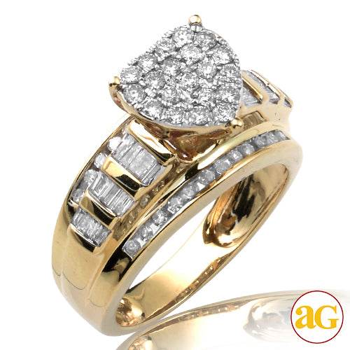 14KY 1.10CTW DIAMOND HEART CLUSTER RING - Norma's Jewelry