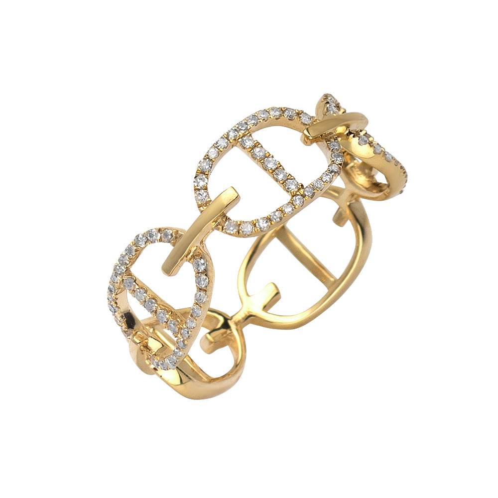 14KY 0.25CTW DIAMOND GUCCI LINK DESIGNER RING - Norma's Jewelry