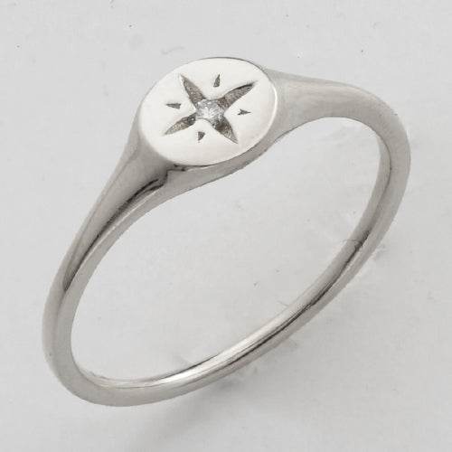 14KW 0.03CTW DIAMOND 4-POINT STAR DESIGNER RING - Norma's Jewelry