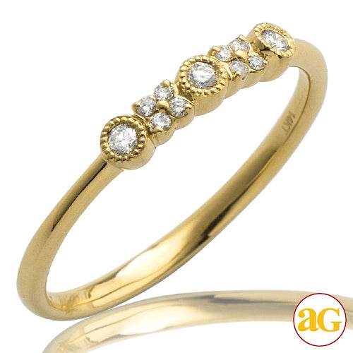 14KY 0.09CTW DIAMOND ALTERNATING DESIGN RING - Norma's Jewelry