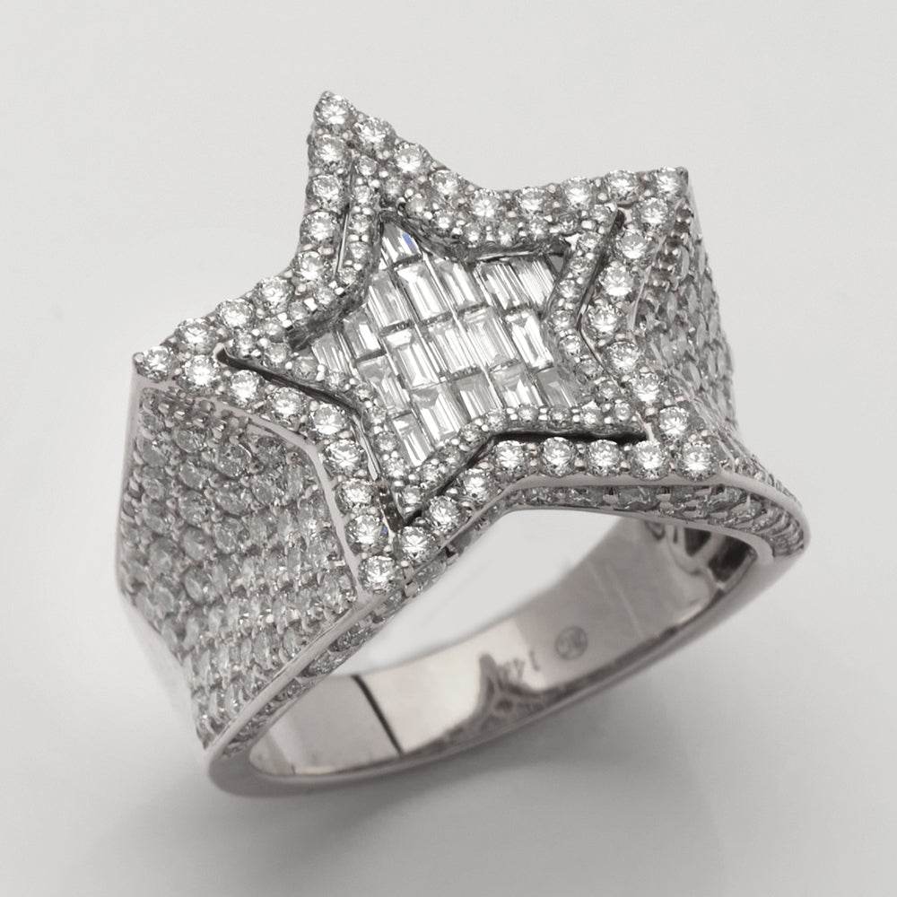 14KW 2.90CTW BAGUETTE DIAMOND STAR RING - Norma's Jewelry