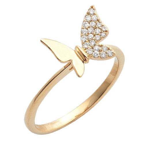 14KY 0.15CTW DIAMOND DESIGNER BUTTERFLY RING - Norma's Jewelry