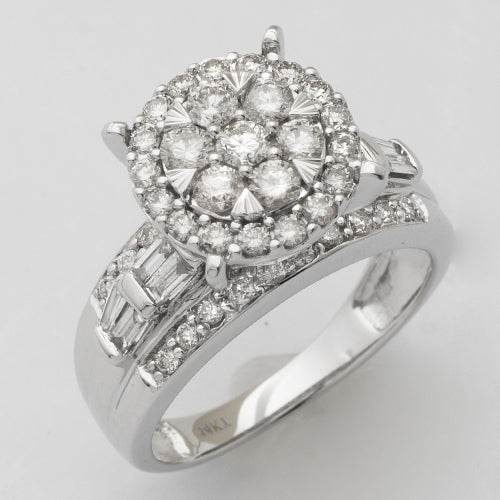 14KW 1.40CTW ROUND CLUSTER - V-PRONG CLUSTER - Norma's Jewelry