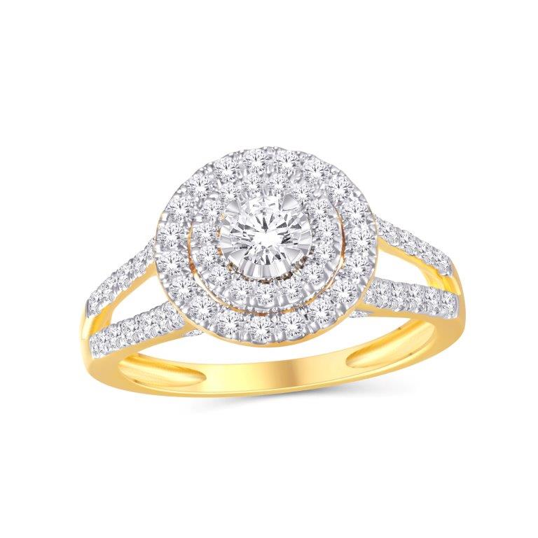 14 Karat Yellow Gold 1.10 Carat Diamonds (0.21 CTR) Round Ladies Ring-0225581-YG