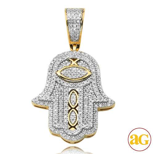 10KY 0.45CTW DIAMOND HAMZA PENDANT - Norma's Jewelry