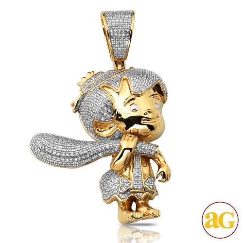 10KY 0.80CTW DIAMOND 'BAM BAM' FIGURE PENDANT - Norma's Jewelry