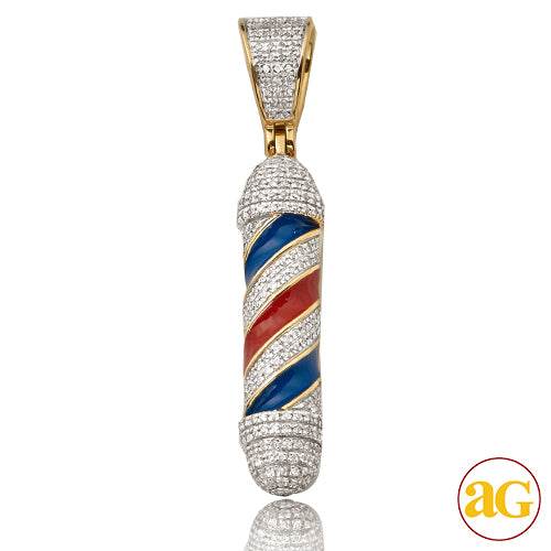 10KY 0.50CTW DIAMOND BARBER POLL PENDANT W/ENAMEL - Norma's Jewelry