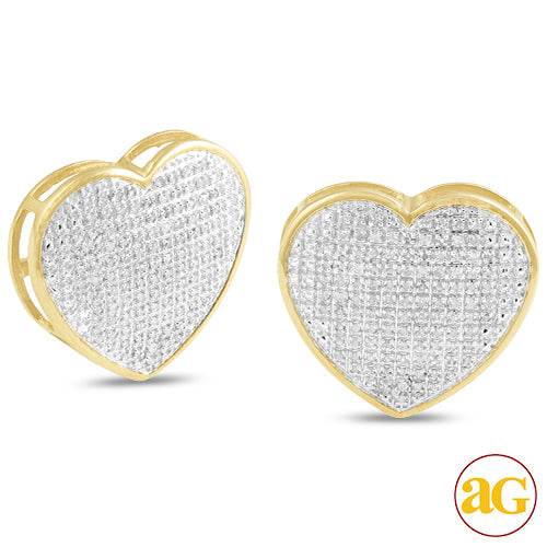 10KY 0.75CTW DIAMOND HEART DOME EARRINGS - Norma's Jewelry