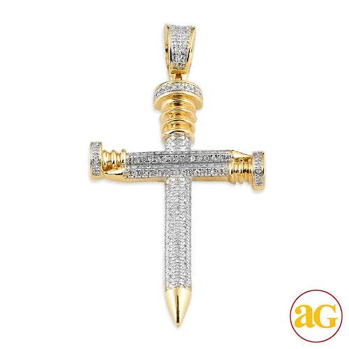 10KY 0.55CTW DIAMOND NAILS CROSS PENDANT - Norma's Jewelry