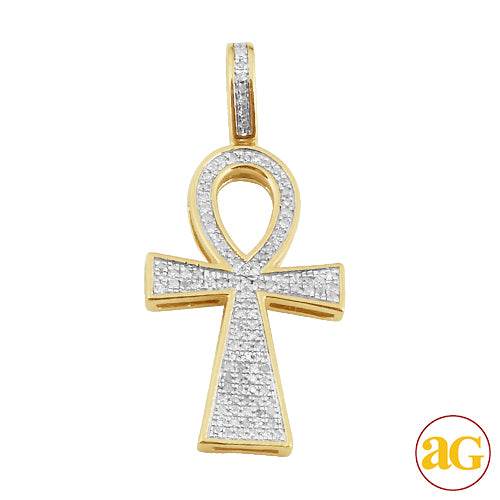 10KY 0.30CTW DIAMOND ANKH CROSS PENDANT - Norma's Jewelry