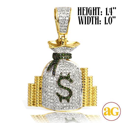 10KY 0.80CTW GREEN AND WHITE DIAMOND MONEY BAG - Norma's Jewelry