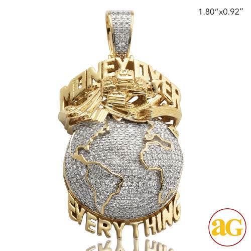 10KY 1.05CTW DIAMOND GLOBE WITH TEXT PENDANT - Norma's Jewelry