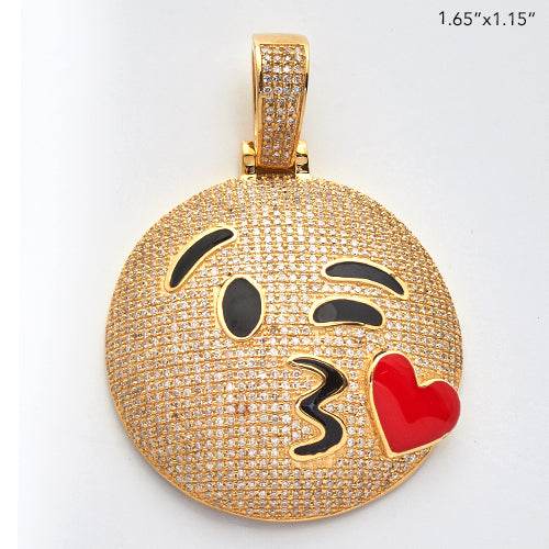 10KY 2.00CTW DIAMOND BLOWING KISS EMOJI PENDANT - Norma's Jewelry