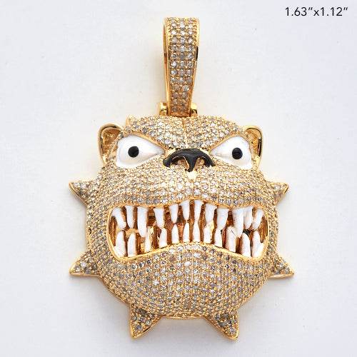 10KY 3.00CTW DIAMOND BULLDOG FACE PENDANT - Norma's Jewelry