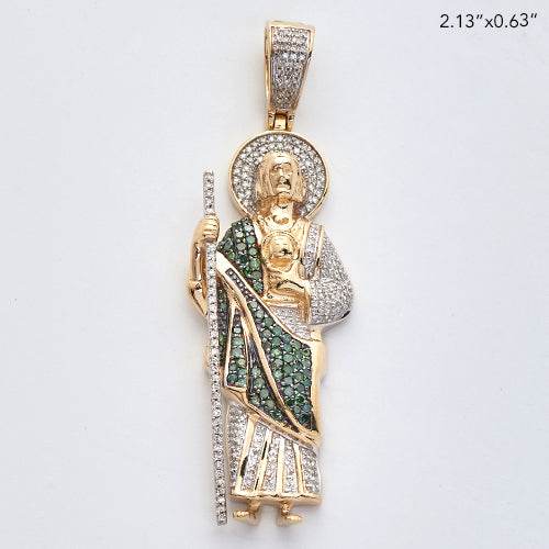 10KY 0.80CTW GREEN AND WHITE DIAMOND ST. JUDE - Norma's Jewelry