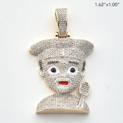10KY 1.70CTW DIAMOND CHEF EMOJI PENDANT - Norma's Jewelry