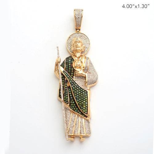 10KY 3.95CTW GREEN AND WHITE DIAMOND ST. JUDE - Norma's Jewelry
