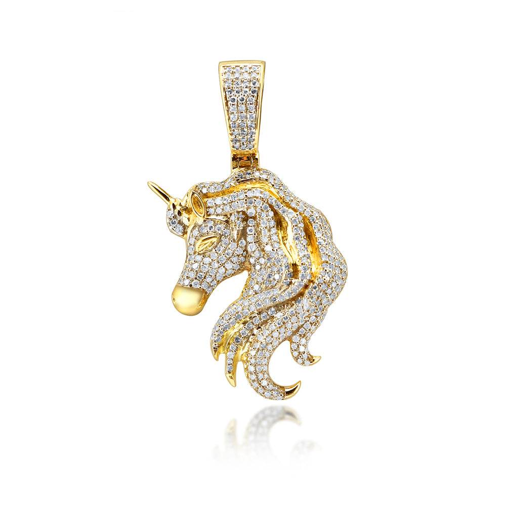 10KY 1.30CTW MICROPAVE DIAMOND UNICORN PENDANT - Norma's Jewelry