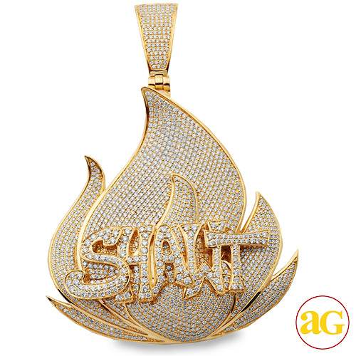 14KY 13.50CTW DIAMOND CUSTOME DESIGN FLAME PENDANT - Norma's Jewelry