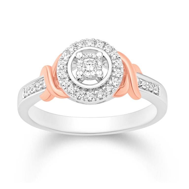 14 Karat Two-tone (White and Yellow) Gold 0.17 Carat Diamonds Round Ladies Ring-0232288-WY