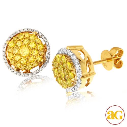 10KY 1.50CTW YELLOW AND WHITE DIAMOND ROUND CLUSET - Norma's Jewelry