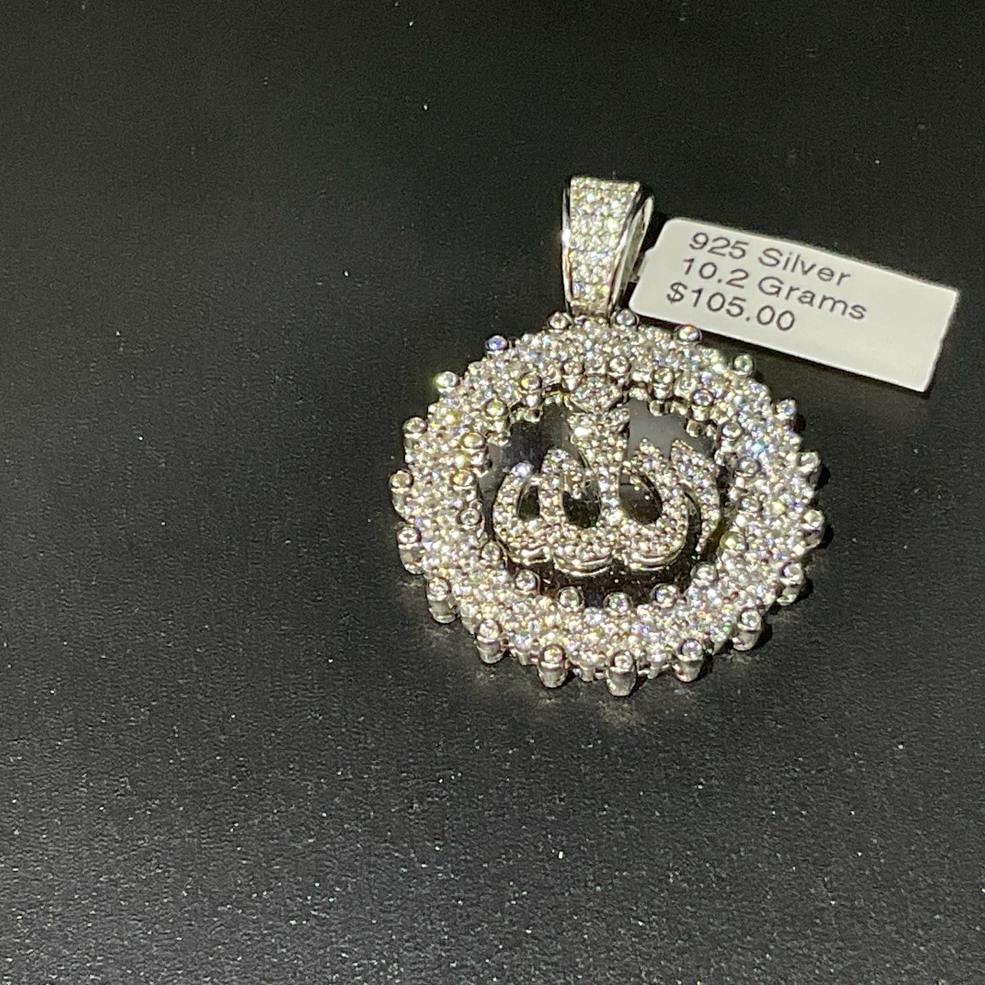 925 Silver CZ Allah Pendant